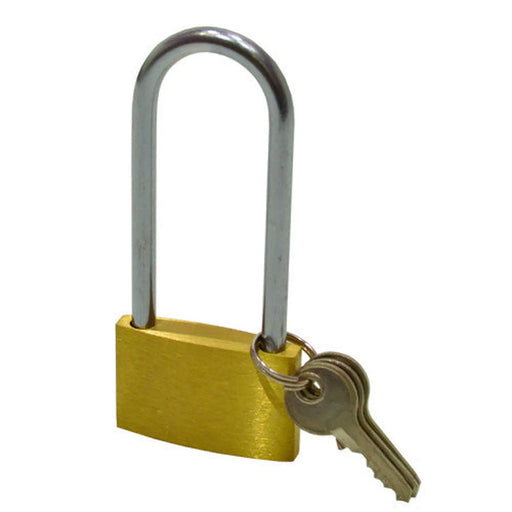 Long Shackled Brass Padlocks, 24mm x 84mm - Pack of 10