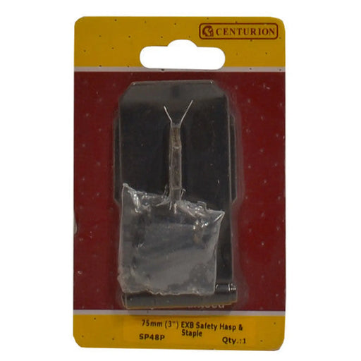 Safety Hasp and Staples, Epoxy Black, 75mm - Pack of 5