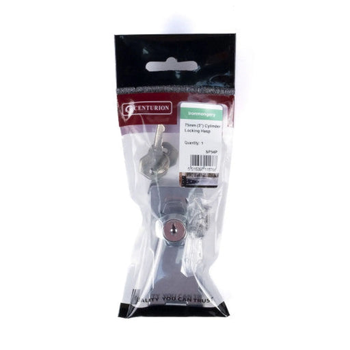 Cylinder Locking Hasp, Chrome Plated, 75mm - Pack of 3