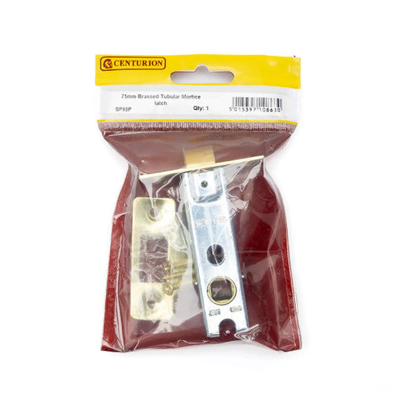 Tubular Mortice Latches Bolt Through, Brassed, 75mm - Pack of 5