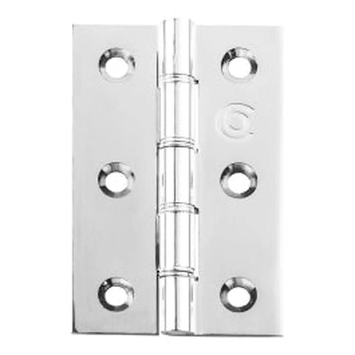76 X 50 X 2.5Mm Double Stainless Steel Washered Butt Hinge (Pair) - Retail Pack - Polished Chrome
