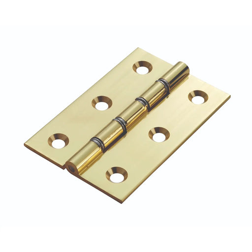 76 X 50 X 2Mm Double Steel Washered Butt Hinge C/W Screws (Pair) - Polished/Lacquered