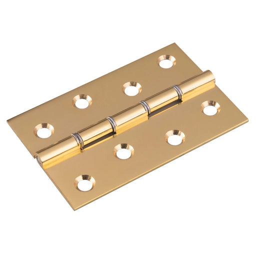 102 X 67 X 2.2Mm Double Steel Washered Butt Hinge C/W Screws (Pair) - Retail Pack - Polished/Lacquered