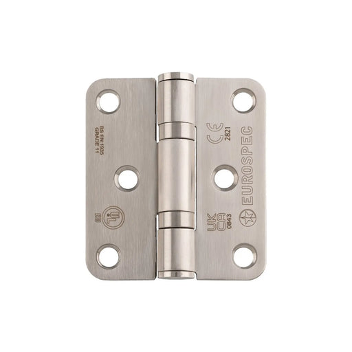 76 X 67 X 2.5Mm Ball Bearing Hinge Grade 11 C/W Screws - Radius (Pair) - Satin Stainless Steel
