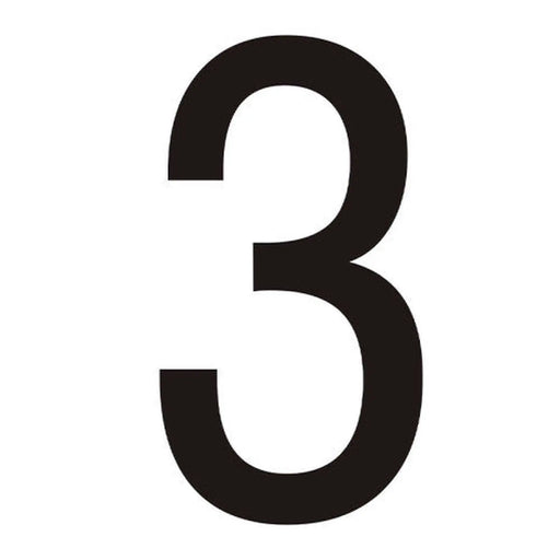 Character '3' - Black Vinyl - 50mm - Pack of 10 - Min Order 2