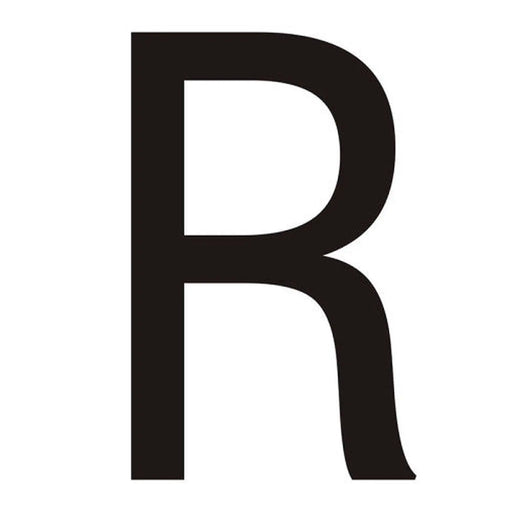 Character 'R' - Black Vinyl - 50mm - Pack of 10 - Min Order 2