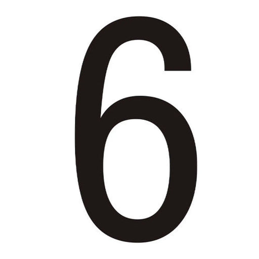 Character '6' - Black Vinyl - 75mm - Pack of 10 - Min Order 2