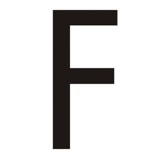 Character 'F' - Black Vinyl - 75mm - Pack of 10 - Min Order 2