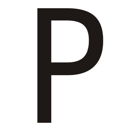 Character 'P' - Black Vinyl - 75mm - Pack of 10 - Min Order 2