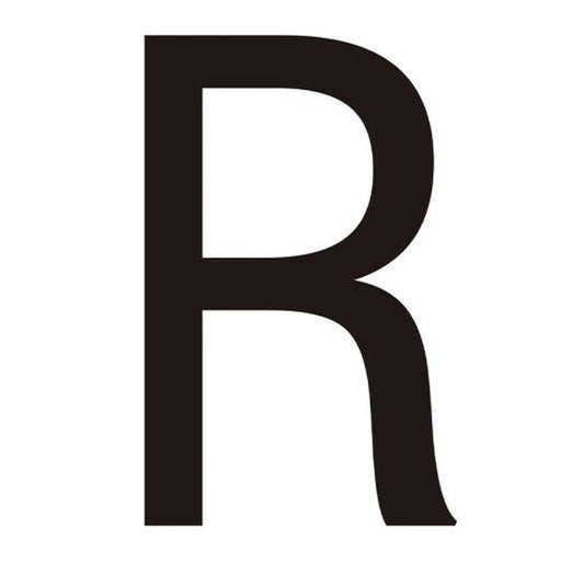 Character 'R' - Black Vinyl - 75mm - Pack of 10 - Min Order 2