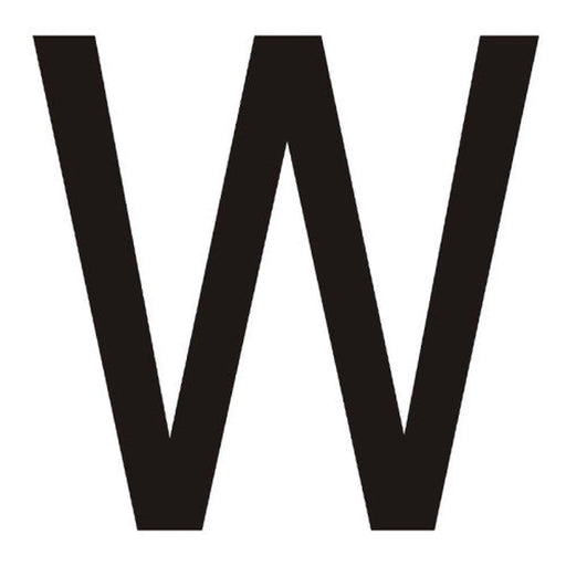Character 'W' - Black Vinyl - 75mm - Pack of 10 - Min Order 2