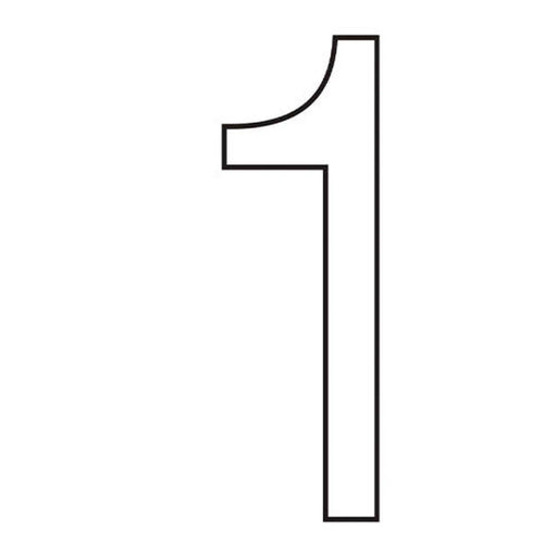 Character '1' - White Vinyl - 50mm - Pack of 10 - Min Order 2