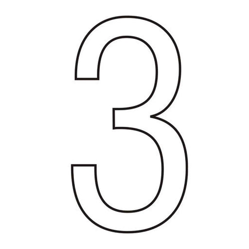 Character '3' - White Vinyl - 50mm - Pack of 10 - Min Order 2