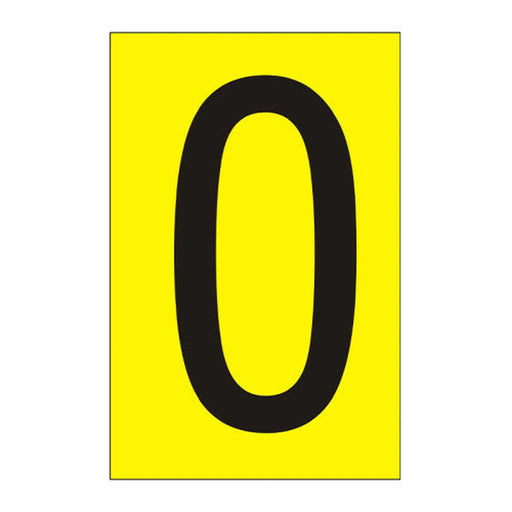 Character '0' - Yellow Vinyl - 50mm - Pack of 10 - Min Order 2
