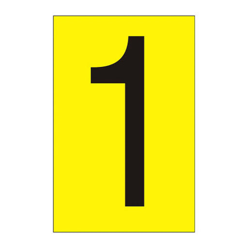 Character '1' - Yellow Vinyl - 50mm - Pack of 10 - Min Order 2