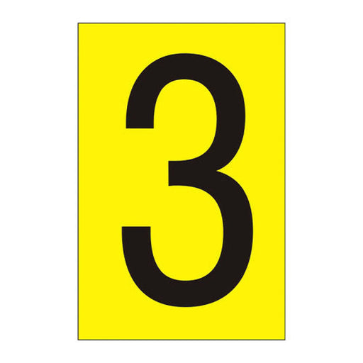 Character '3' - Yellow Vinyl - 50mm - Pack of 10 - Min Order 2