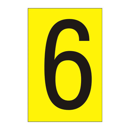 Character '6' - Yellow Vinyl - 50mm - Pack of 10 - Min Order 2