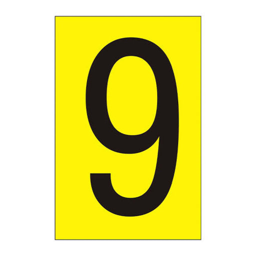 Character '9' - Yellow Vinyl - 50mm - Pack of 10 - Min Order 2
