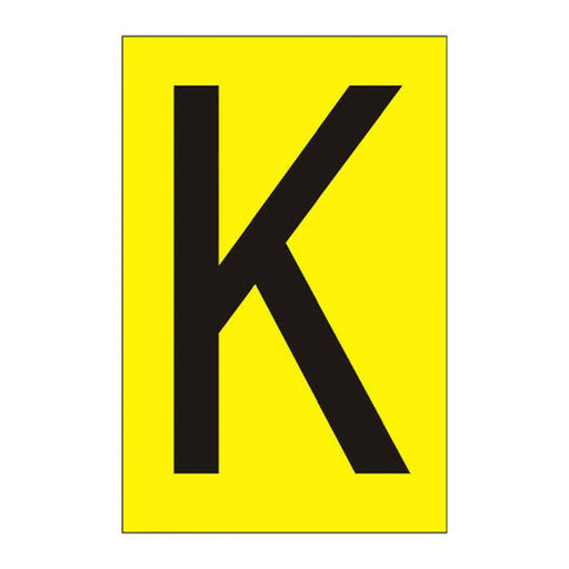 Character 'K' - Yellow Vinyl - 50mm - Pack of 10 - Min Order 2