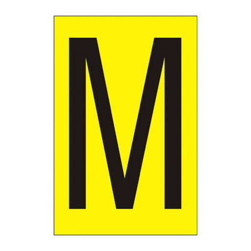 Character 'M' - Yellow Vinyl - 50mm - Pack of 10 - Min Order 2