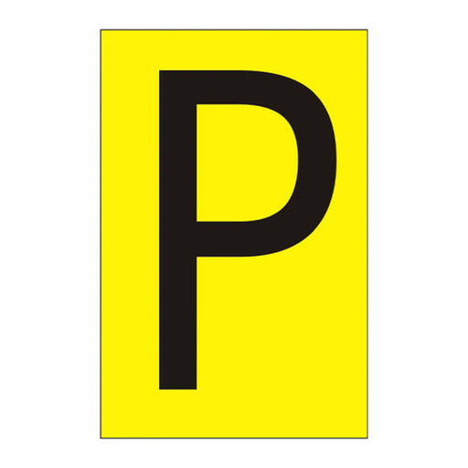 Character 'P' - Yellow Vinyl - 50mm - Pack of 10 - Min Order 2