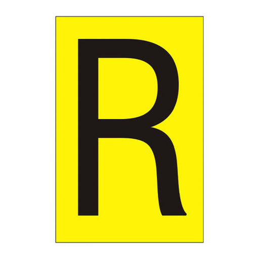 Character 'R' - Yellow Vinyl - 50mm - Pack of 10 - Min Order 2