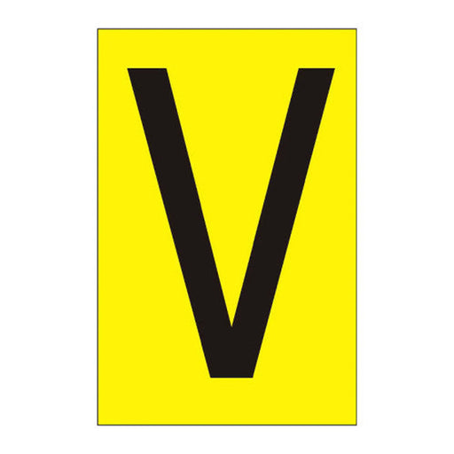 Character 'V' - Yellow Vinyl - 50mm - Pack of 10 - Min Order 2