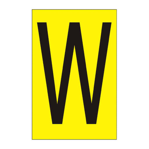 Character 'W' - Yellow Vinyl - 50mm - Pack of 10 - Min Order 2