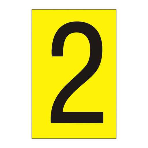 Character '2' - Yellow Vinyl - 75mm - Pack of 10 - Min Order 2