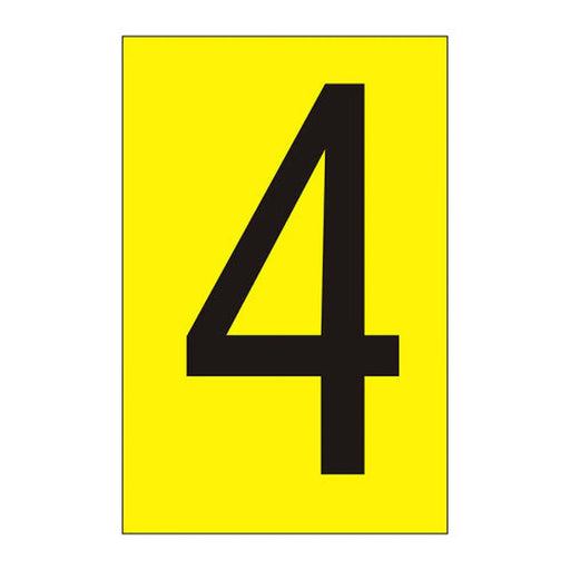 Character '4' - Yellow Vinyl - 75mm - Pack of 10 - Min Order 2