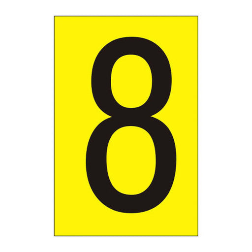 Character '8' - Yellow Vinyl - 75mm - Pack of 10 - Min Order 2