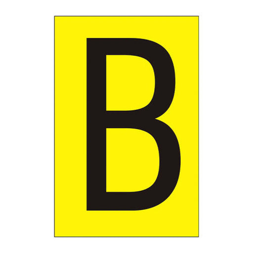 Character 'B' - Yellow Vinyl - 75mm - Pack of 10 - Min Order 2