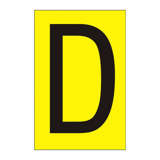 Character 'D' - Yellow Vinyl - 75mm - Pack of 10 - Min Order 2
