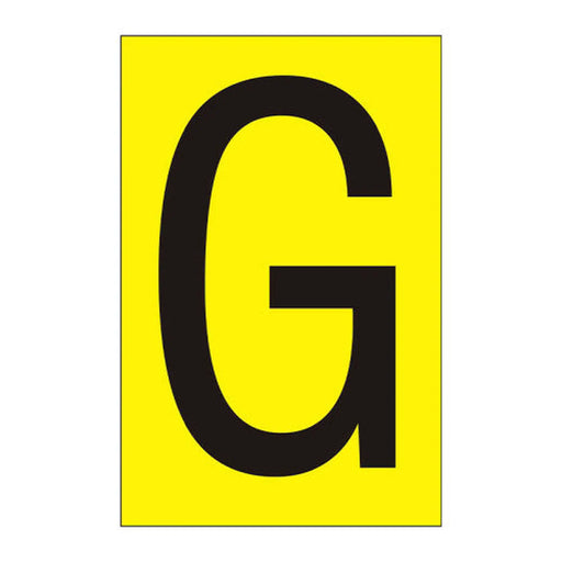 Character 'G' - Yellow Vinyl - 75mm - Pack of 10 - Min Order 2