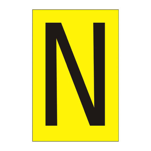 Character 'N' - Yellow Vinyl - 75mm - Pack of 10 - Min Order 2