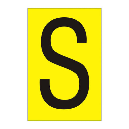 Character 'S' - Yellow Vinyl - 75mm - Pack of 10 - Min Order 2