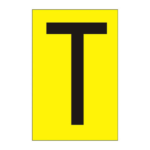 Character 'T' - Yellow Vinyl - 75mm - Pack of 10 - Min Order 2