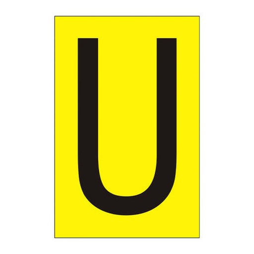 Character 'U' - Yellow Vinyl - 75mm - Pack of 10 - Min Order 2