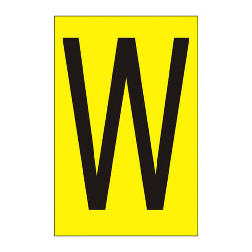 Character 'W' - Yellow Vinyl - 75mm - Pack of 10 - Min Order 2