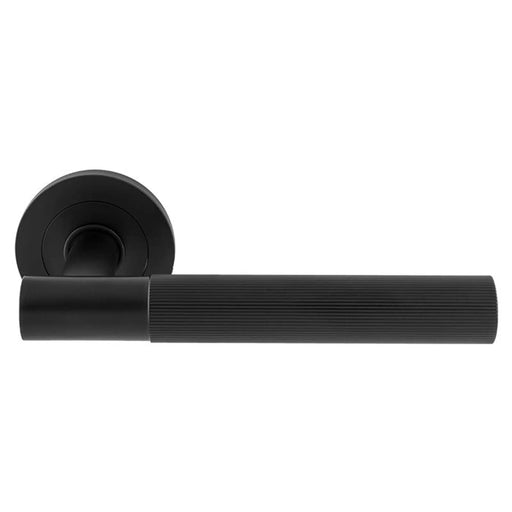 Arrow Lever On Sprung Screw-On Round Rose - Matt Black