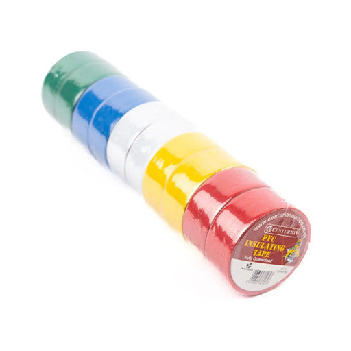 Insulating PVC Tape, Assorted Colours, 19mm x 4.5m - Pack of 10