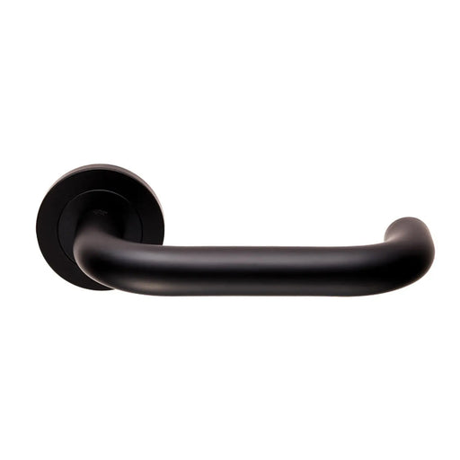 Nera Lever On Sprung Screw-On Round Rose - Matt Black