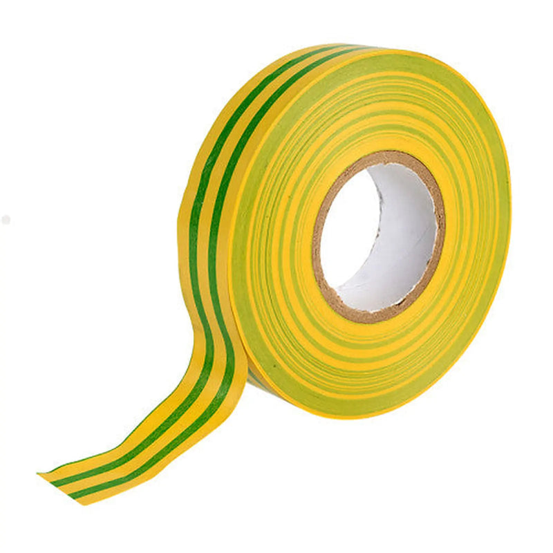 19mm x 33m Green/Yellow PVC Tape - Pack of 6
