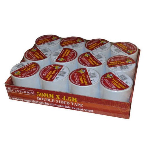 Double Sided Vinyl Tape, 50mm x 4.5m - Pack of 12