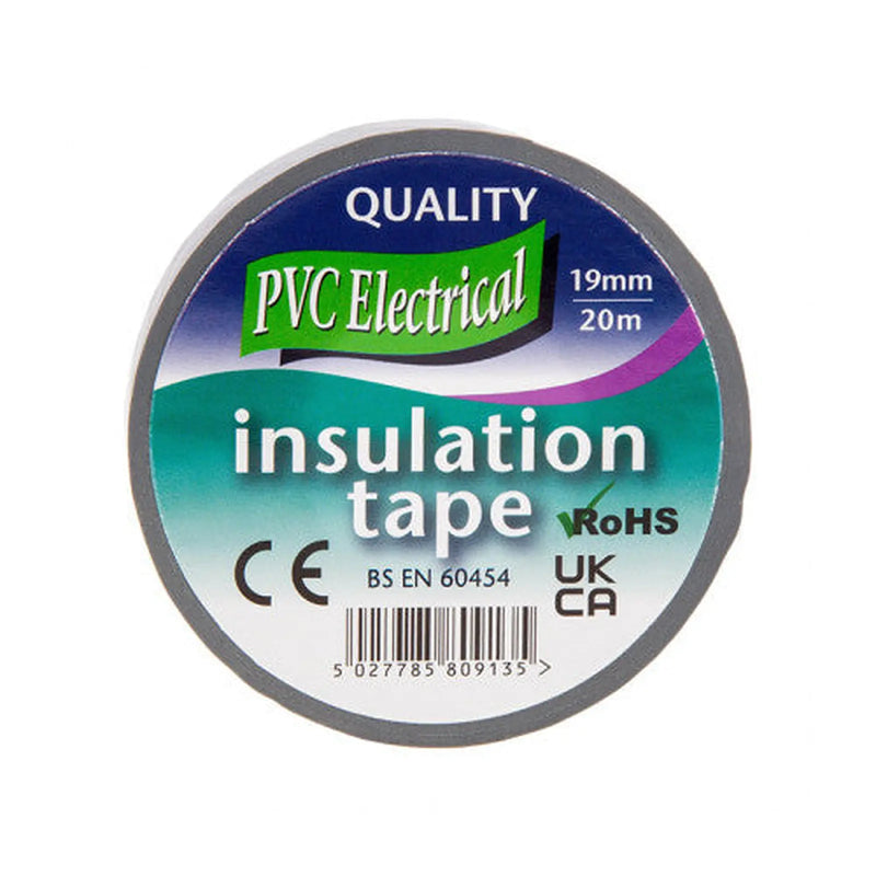 19mm x 20m Grey PVC Tape - Pack of 10