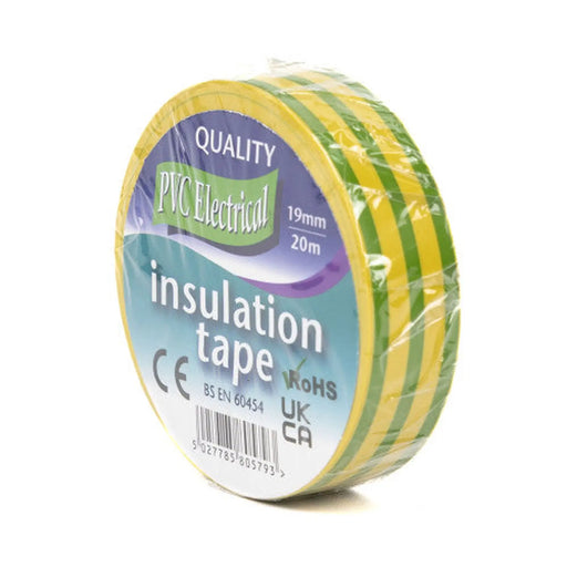PVC Green/Yellow Tape, 19mm x 20m - Min Order 6