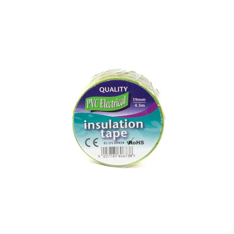 PVC Yellow Tape, Green Green, 19mm x 4.5m - Pack of 6