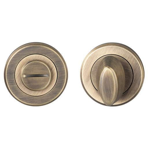 Turn & Release - 5Mm Spindle - Screw-On Round Rose - Antique Brass