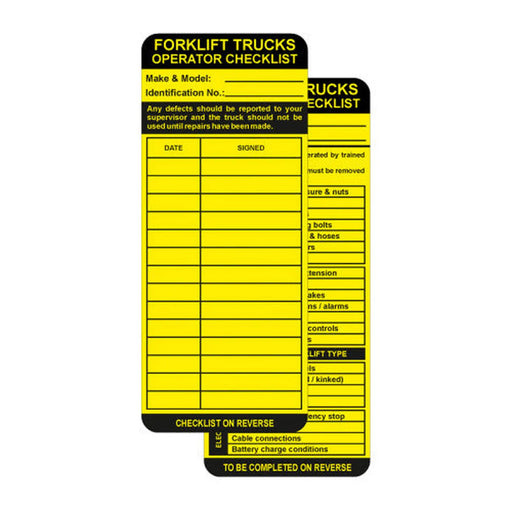 Forklift Safety Tag Insert (Pack of 50)