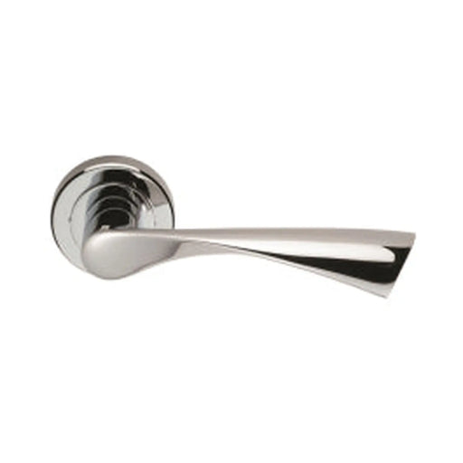 Breeze Lever On Sprung Screw-On Round Rose - Polished Chrome 125MM